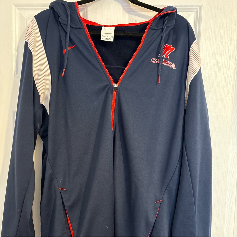 Ole Miss Navy Blue full Zip-Up Hoodie